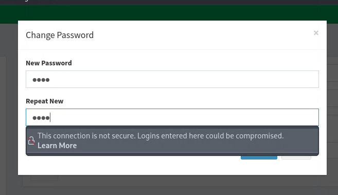 Change Password button in the profile